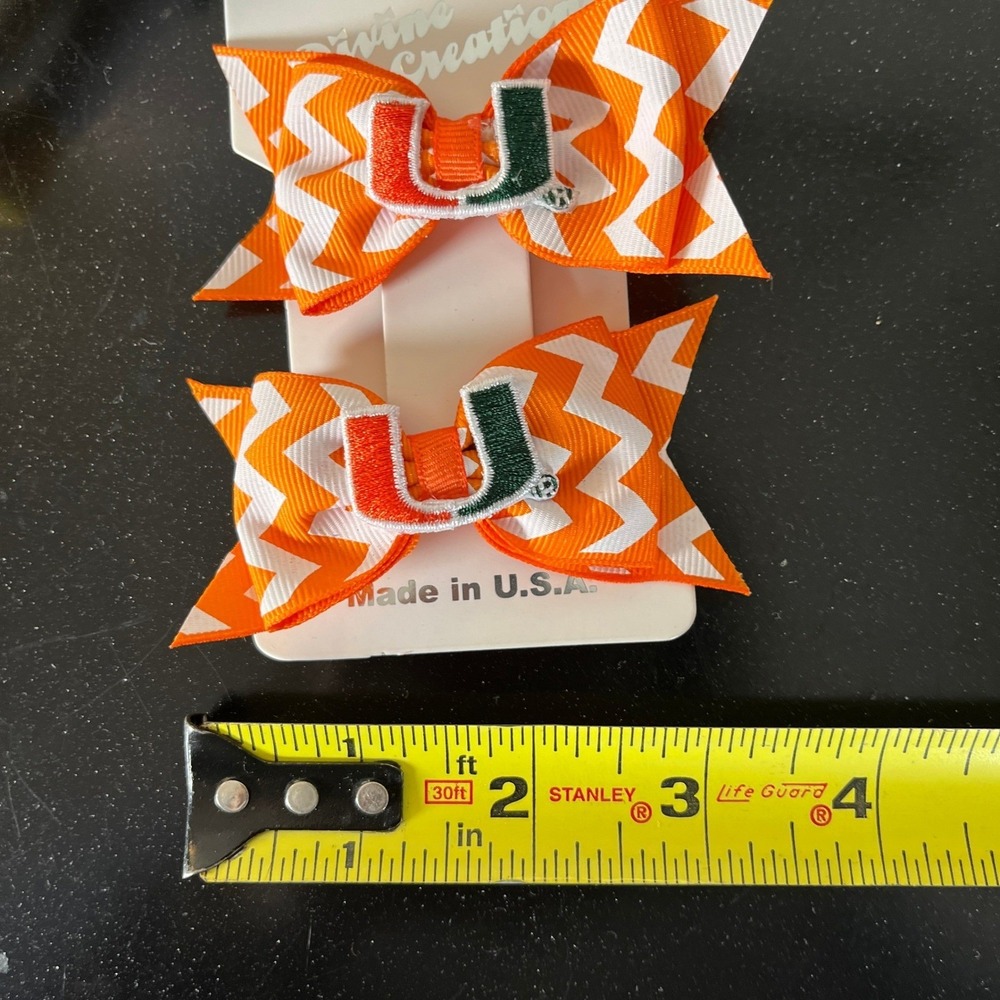 Divine Creations Miami Hurricanes Mini Plush Mascot Sebastian & Hair Bows - Picture 5 of 6